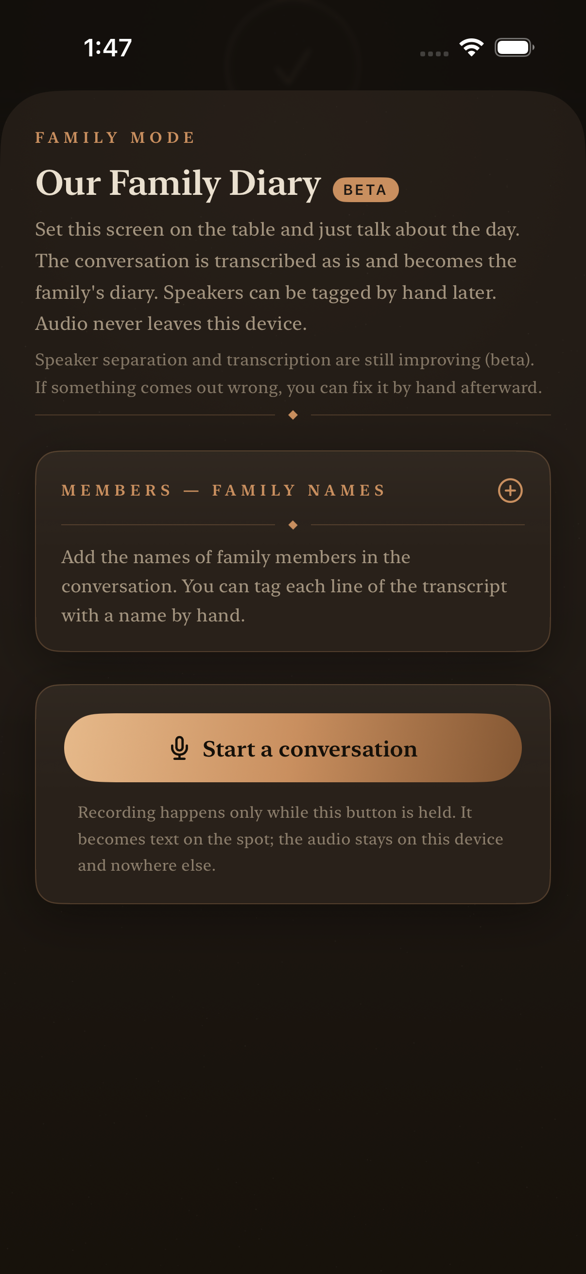 Family Mode screen