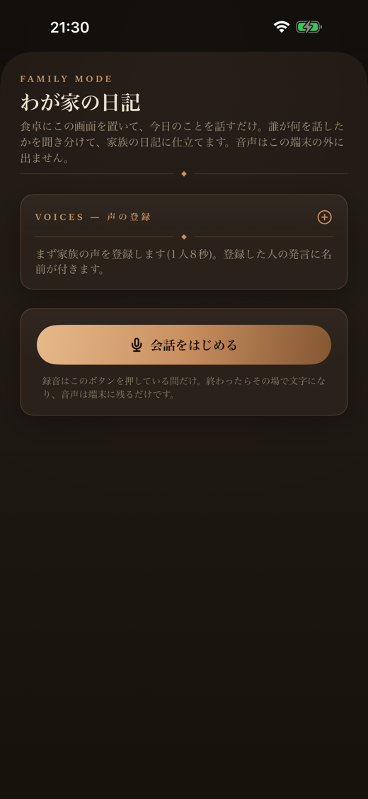 家族モードの画面
